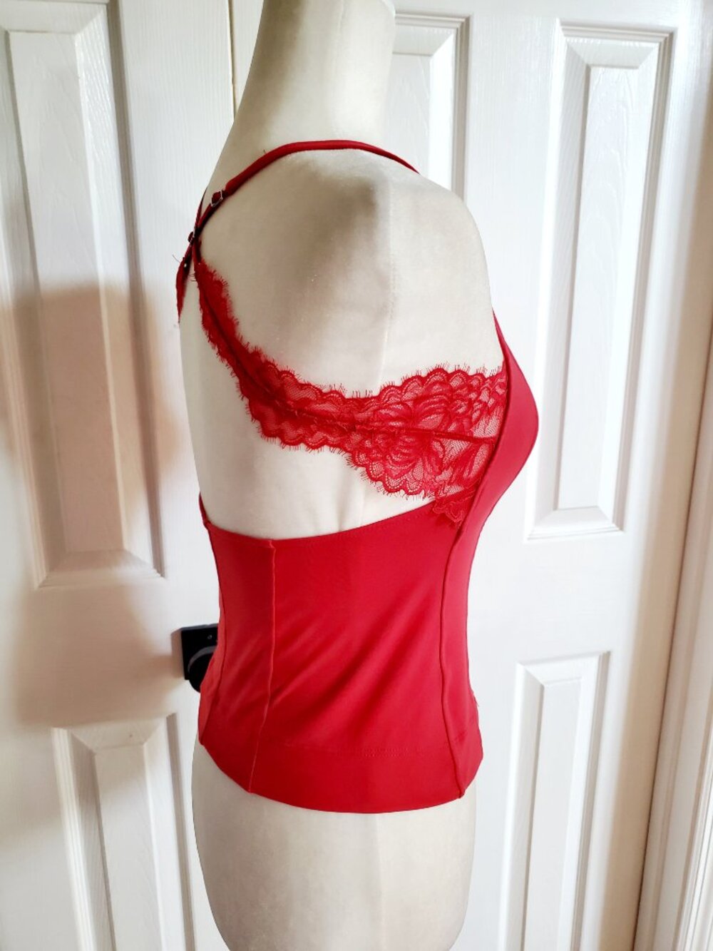 Free People Red Lace Trim Cami Tank Top XS Open Back Y2K Coquette - Picture 12 of 12